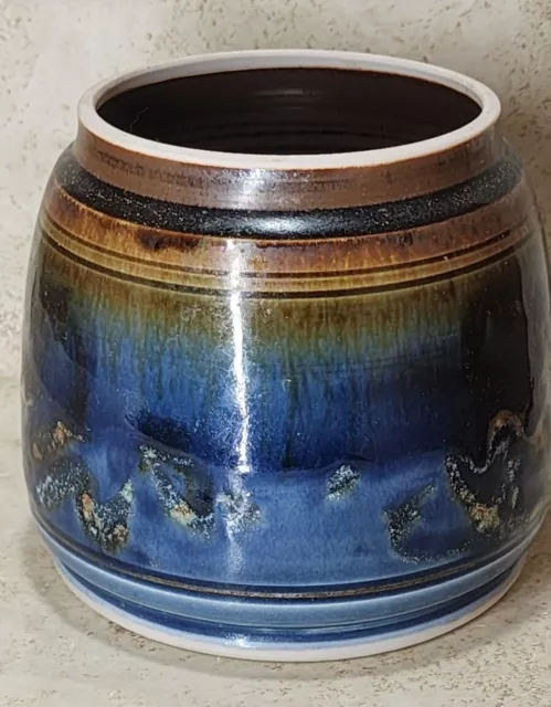 Handmade Studio Pottery Vase Artist Signed 04 VN Brown Glaze Vase 5" - Rare