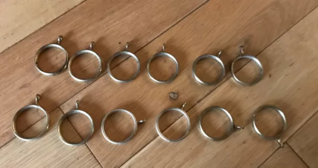 Set of 12 x Vintage Brass Curtain Rings Reclaimed 37mm Internal Diameter K7