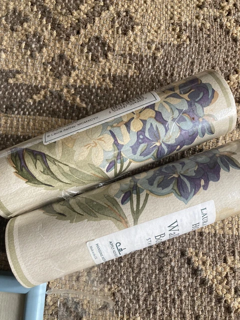 Laura Ashley vintage hydrangea indigo wallpaper border x2