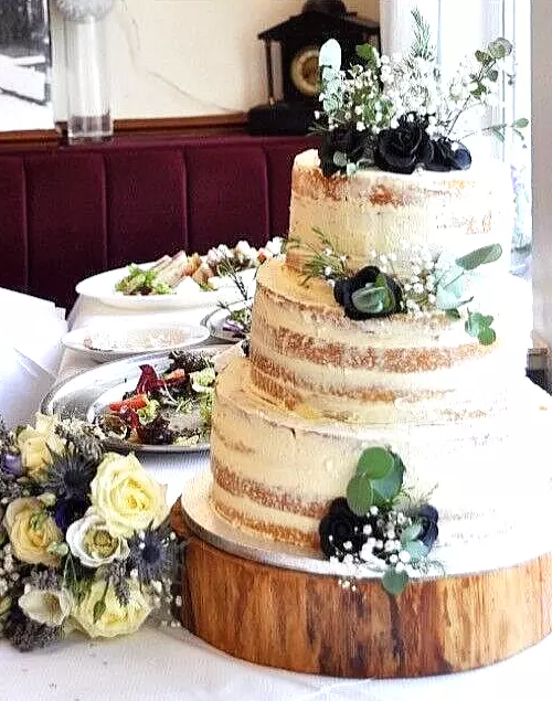 16" (40cm) Rustic Log slice, Wooden Wedding cake stand without bark, centerpiece