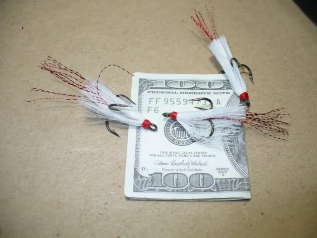 20 WHITE Dressed Feather Flash Treble Hooks Hook size 4 BLACK NICKLE ,FLASH 20 WHITE Dressed Feather Flash Treble Hooks Hook size 4 BLACK NICKLE ,FLASH