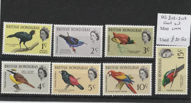 British Honduras 1962 7 Mint Unhinged Stamps Sg Gb-Bz 202-208