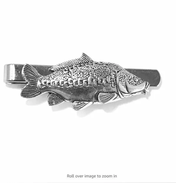 Mirror Carp Fish made from Fine English Pewter on a Tie Clip (slide) ar