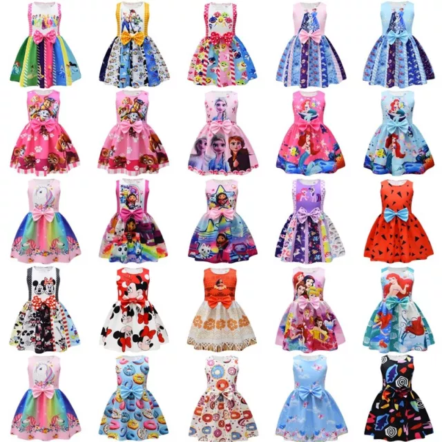 Gabby's Dollhouse Unicorn Girls Bow Princess Dress Birthday Party Tutu Skirts