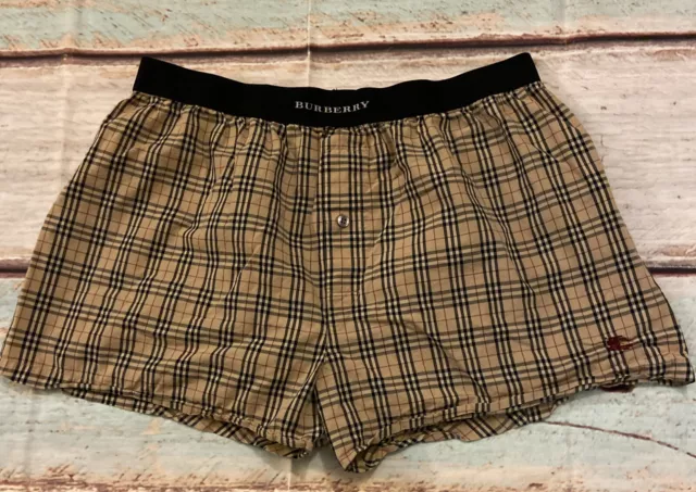 Burberry Japan Men Boxer Underwear Knit Trunks Black Tartan Cotton-Size  L-NIB