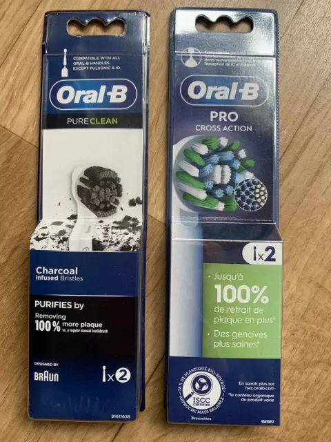 4 Brossettes Oral B  2 pure clean+2 cross action têtes Brosse à Dents Électrique