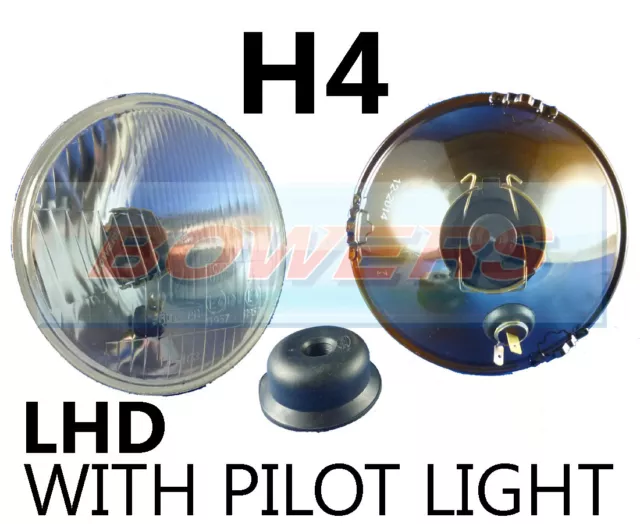 5.75" 5 3/4" Lhd Classic Car Headlamp Headlight Halogen H4 Conversion With Pilot