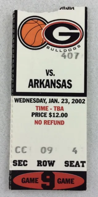2002 01/23 Arkansas at Georgia Basketball Ticket Stub-Jannero Pargo