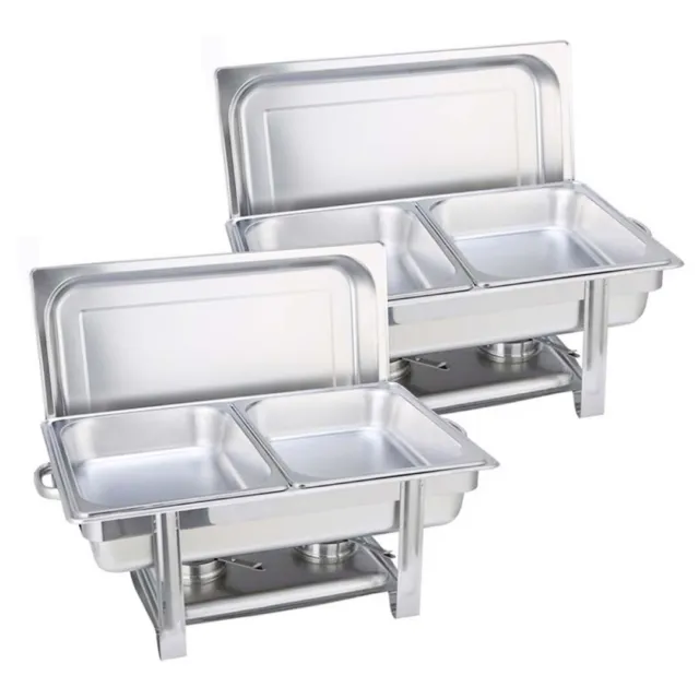 SOGA 2X Double Tray Stainless Steel Chafing Catering Dish Food Warmer LUZ-Chafin