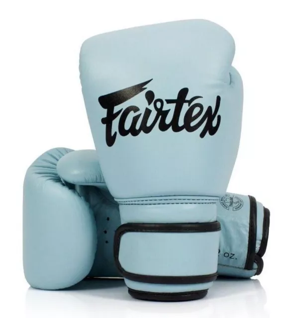 Genuine Fairtex New Pastel blue Boxing Gloves Genuine Leather