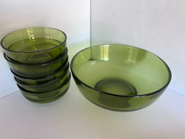 Vtg Green Depression Glass Berry Bowl Set Lot