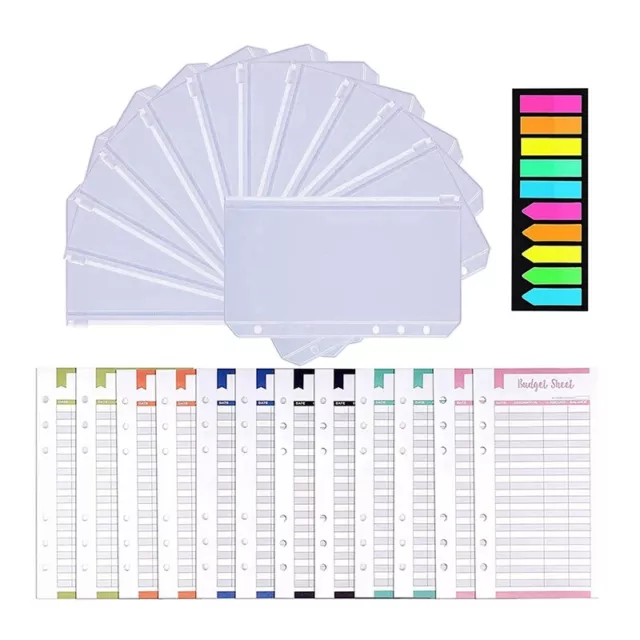 A6-Ordnertaschen, 12-Teilige Ordnertaschen, Budgetplaner, Transparentes PVC8462