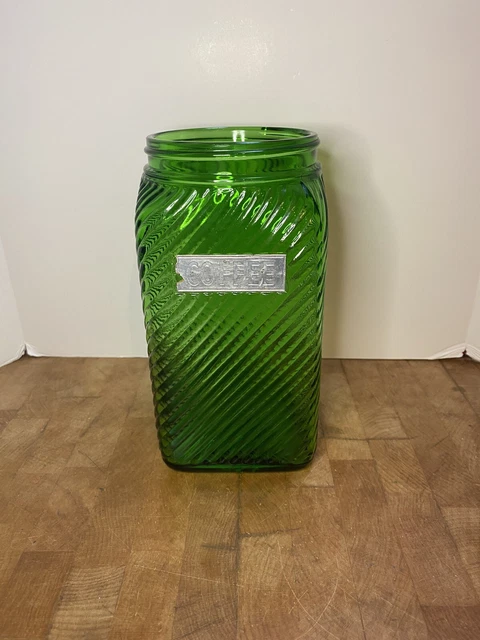 VTG Green Depression Glass Owens Illinois Hoosier Coffee Canister Jar No Lid