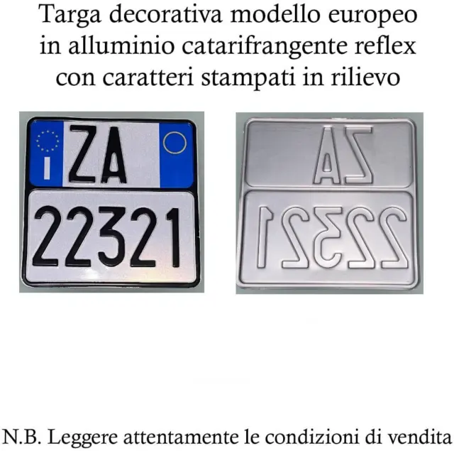 Replica Targa Moto Modello Europeo in Alluminio Catarifrangente ed in Rilievo 6