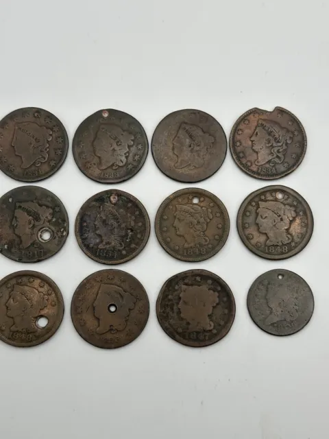 Group 13 Large Cents & 1809 Half Cent Culls &Low Grade 14 Coins 1818 & More