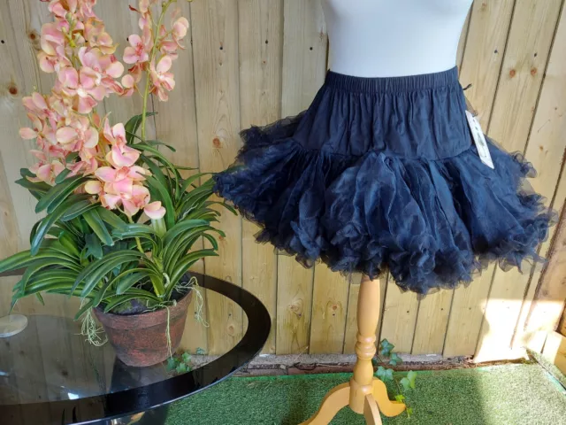 L Xl Xxl 14 16 18 Bnwt Hell Bunny Tutu Petticoat Black 15" Rockabilly Gothic