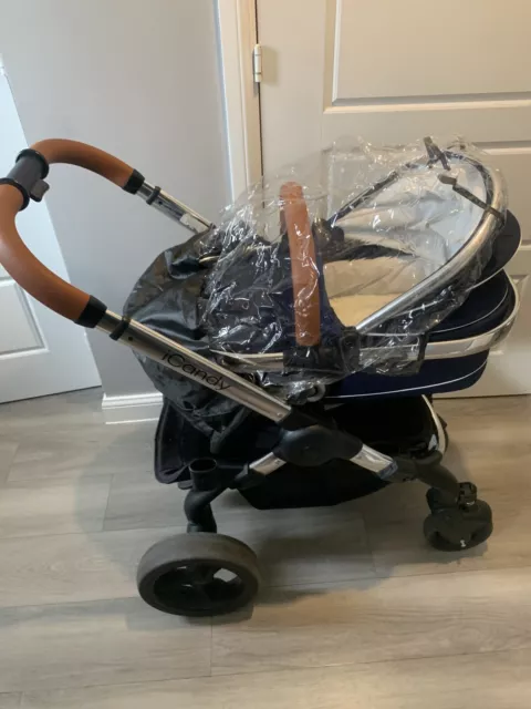 iCandy Peach Pushchair And Carrycot Double Seat Stroller - Navy & Chrome