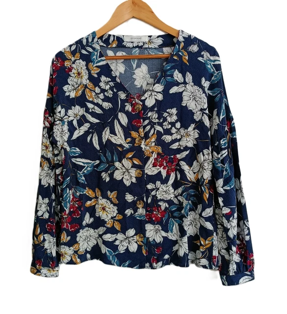Chemisier Bleu Promod En Viscose, Taille 38 (M), Manches Trois-quarts - Occasion Très Bon état