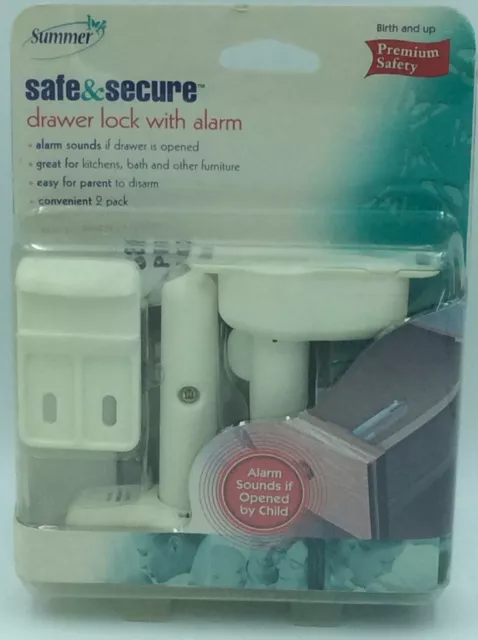 Safe and Secure ~Drawer Lock with Alarm~ *PREMIUM SAFETY* (09070) 2 pack new