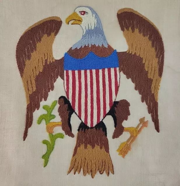 Acabado Eagle Crewel Patriótico Americano Rojo Blanco Azul Federal Multicolor De Colección