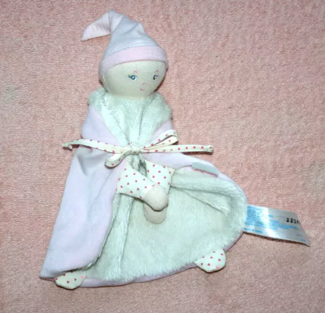 Corolle Doudou Poupee Plat Rose Blanc Bonnet Lutin Coeur Pas Servi