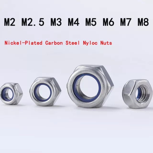 M2 M2.5 M3 M4 M5 M6 M8 Nickel-Plated Carbon Steel Nyloc Nuts T- Type Nylock