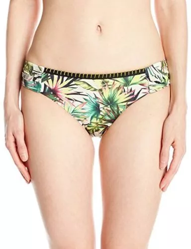 Lucky Brand Women's Coastal Palms Side Sash Hipster Bikini Bottom, Ivy, SZ L