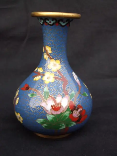 Beautiful Vintage Chinese Cloisonne Vase With Floral Design  . M2349