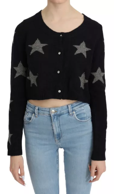 TWIN SET JEANS Top Blue Stars Sweater Cropped Cardigan IT44 / US10 / L RRP $200