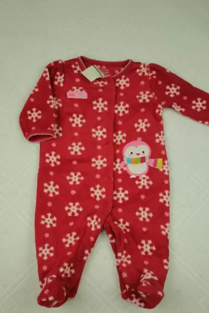 NEW Baby Girls Footed Sleeper 0 - 3 Months Bodysuit Outfit Carters Christmas