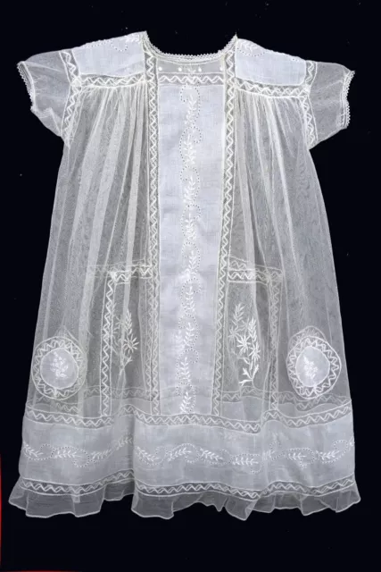 Robe de Baptême ancienne en tulle brodé, Antique Christening gown 2