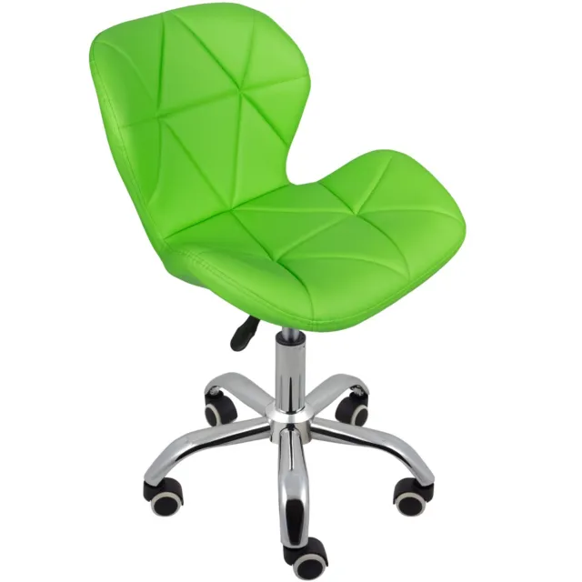 REBOXED Cushioned Desk Office Chair Chrome with Legs Lift Swivel Small in Green