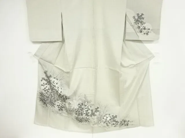 42224# Japanese Kimono / Antique Hitoe Kimono / Floral Plants