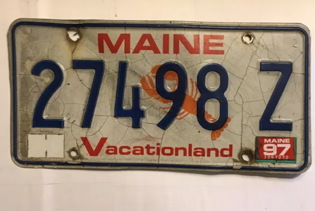 Maine License Plate    Vintage   Red Lobster   Vacationland  1997