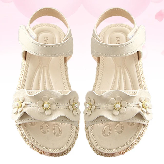 1 Pair Girls Casual Sandals Flower Decor Summer Shoes Beach Sandal Footwear 2