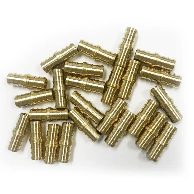 EFIELD 25PCS 1/2" x 1/2" Pex Straight Coupler Barb Crimp Brass Fittings, No Lead