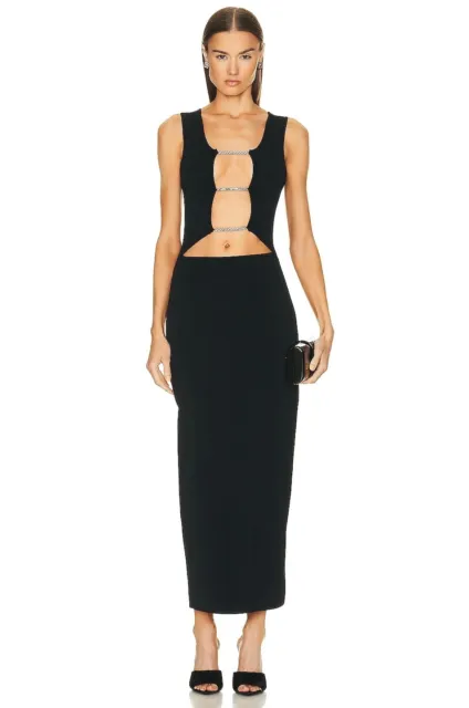 Bnwt Christopher Esber Black Crystal Lattice Column Dress - Size S (Rrp $895)