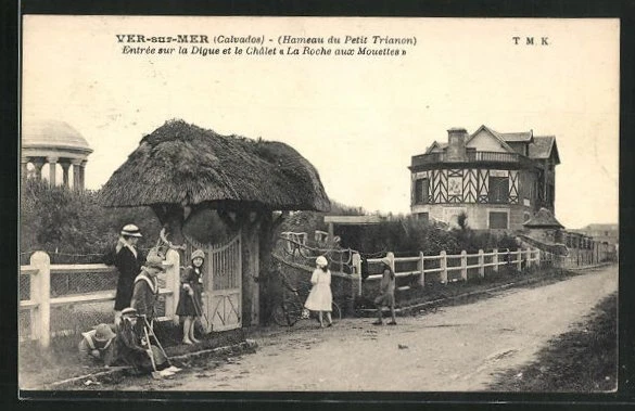CPA Ver-sur-Mer, Entrance sur la Digue et le Chalet La Roche aux Gulls 1928