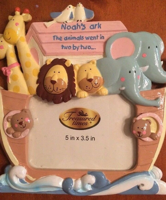 Noah's Ark Nursery Child Photo Frame Colors 8" x 7"  Holds 3.5" x 5" Photos