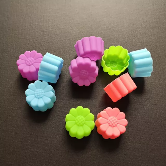 5pcs Color Random Silicone Mini Flower Cupcake Liners Mold Cake Craft To'AW