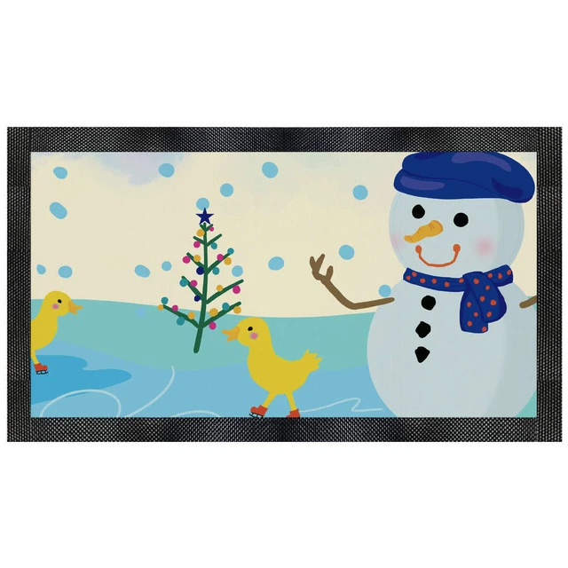 'Snowman and Skating Ducks' Pet Feeding Mat (PM00020465)