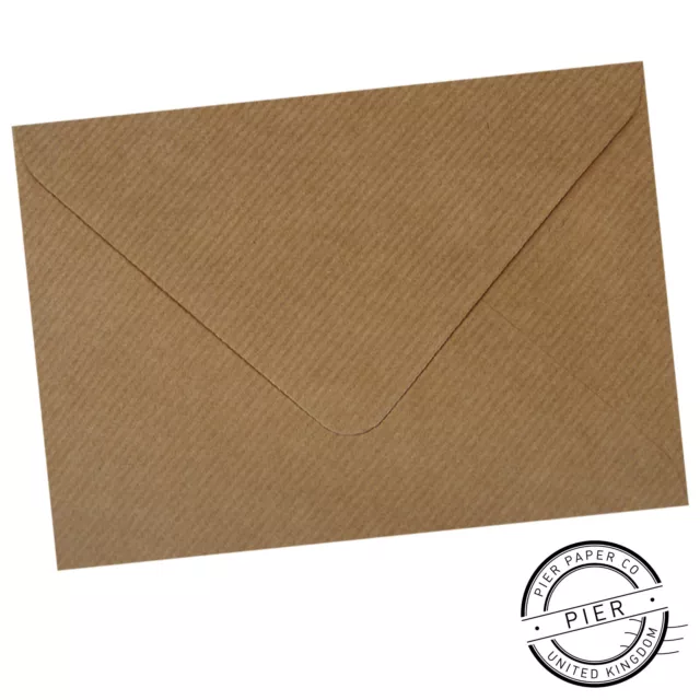 100 x C5 Vintage Brown Ribbed Kraft 100gsm Envelopes 162 x 229mm - Pier Paper Co