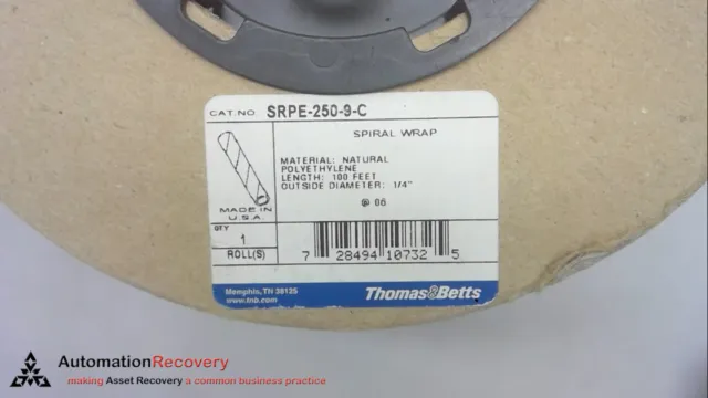 Thomas And Betts Srpe-250-9-C Spiral Wrap, Od: 1/4", Color: Natural,, Ne #264096