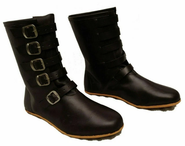 Stivali medievali in pelle rievocazione larp scarpe gioco di ruolo costume romano 1103