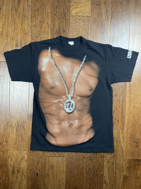 Rare Vintage Official USHER Abs Full Body Concert t-shirt size Large