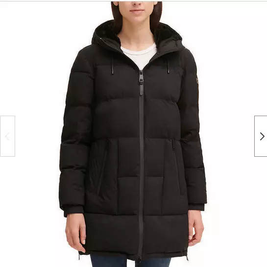 DKNY Jeans WOMEN'S Parka Winter Jacket Hooded Womens (BLACK,XL) NWT