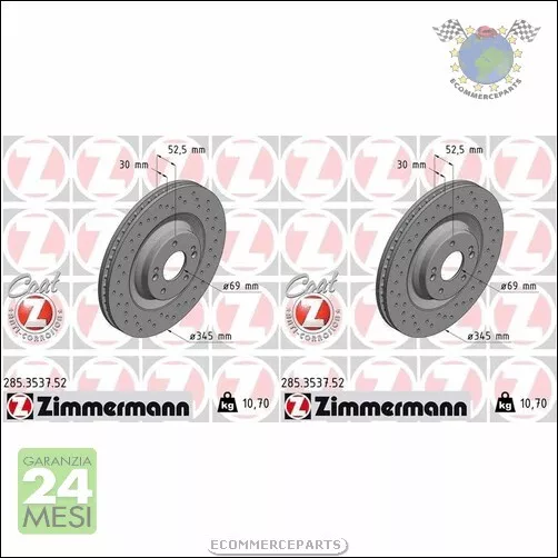 Kit 2x dischi freno Zimmermann SPORTIVO COAT Z Anteriore per HYUNDAI i30