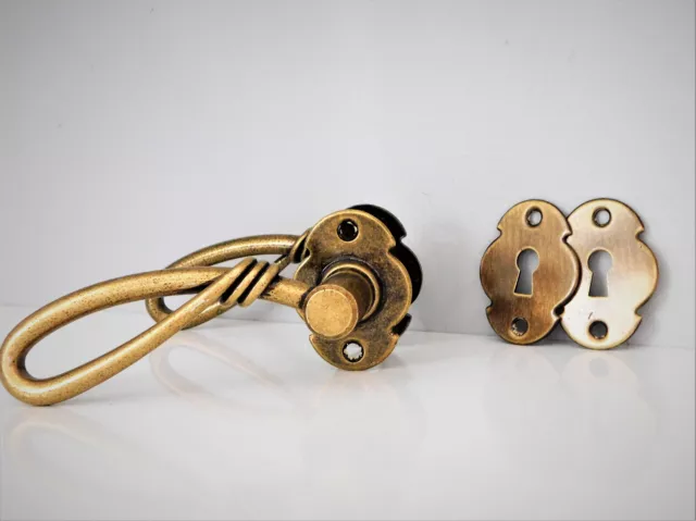 Carré de 7mm, Paire de Poignée Bequille et Rosace en Laiton Massif, Style 1930