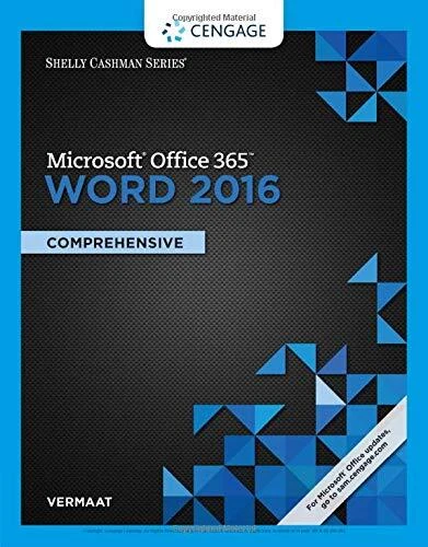 SHELLY CASHMAN SERIES MICROSOFT OFFICE 365 & WORD 2016: By Misty E. Vermaat *VG*