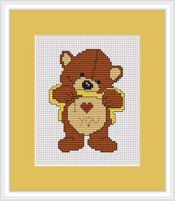 Love Me Bear Cross Stitch Kit By Luca S Ideal For Beginner 7.5cm x 10cm